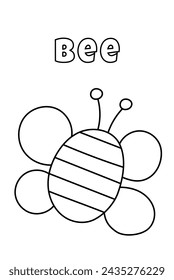 Coloring With Thick Lines For The Little Ones, Bee Coloring Page