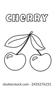 Coloring With Thick Lines For The Little Ones, Cherry Coloring Page