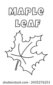 Coloring With Thick Lines For The Little Ones, Maple Leaf Coloring Page