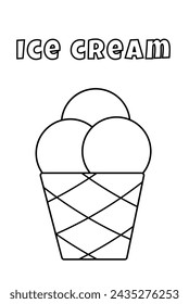 Coloring With Thick Lines For The Little Ones, Ice Cream Coloring Page