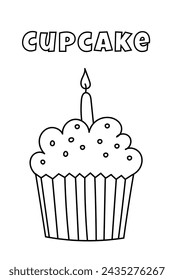 Coloring With Thick Lines For The Little Ones, Cupcake Coloring Page