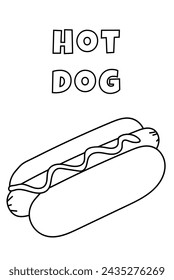 Coloring With Thick Lines For The Little Ones, Hotdog Coloring Page