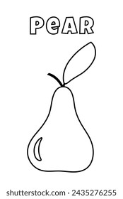 Coloring With Thick Lines For The Smallest Ones, Pear Coloring Page