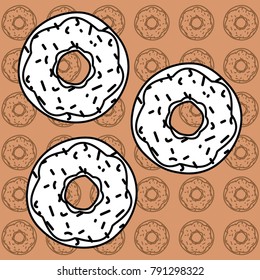 Coloring Three Donut Cartoon For Kids