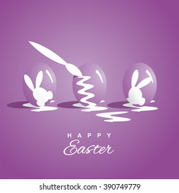 Coloring three Easter eggs purple background
