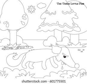 Coloring three little pigs 11: the hungry big bad wolf