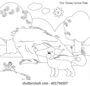 Coloring three little pigs 4: big bad wolf and straw house