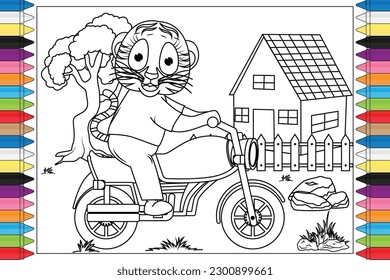 coloring tiger animal cartoon for kids