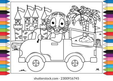 coloring tiger animal cartoon for kids