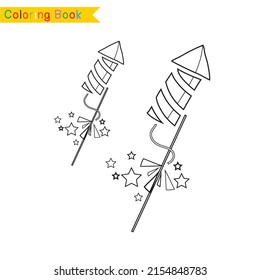 It’s coloring time worksheet. Colouring book with 4th July theme. America Independence Day worksheet. Vector illustrations. Motoric skill for children.