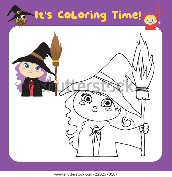 Coloring Time Worksheet Halloween Worksheet Page Stock Vector (royalty 