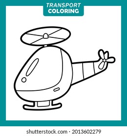 Coloring Transportation Vehicle  cute cartoon characters helicopter