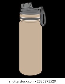 Coloring of tumbler bottle outline drawing vector, tumbler bottle in a sketch style, tumbler bottle training template outline, vector Illustration.
