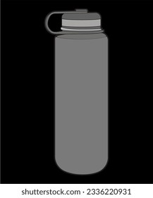 Coloring of tumbler bottle outline drawing vector, tumbler bottle in a sketch style, tumbler bottle training template outline, vector Illustration.
