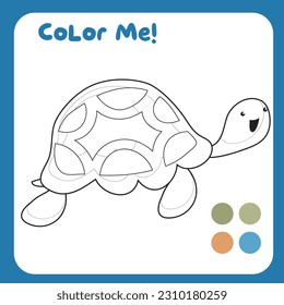 Coloring a turtle the sea animal . Coloring sea animals worksheet. Coloring activity for children. Printable educational printable coloring worksheet. Vector file.