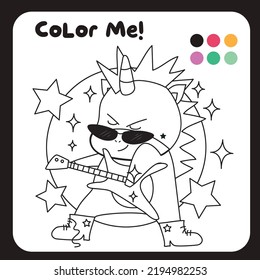 Coloring unicorn worksheet for children. Educational printable worksheet. Motor skills for children. Vector illustrations. 