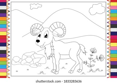 coloring urial for kids, simple vector illustration design