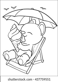 Coloring. Valentine. Cartoon Vector Illustration. Kitten tans.
