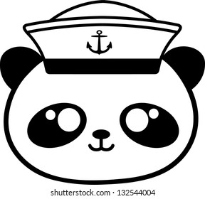 Coloring vector, cute panda sailors