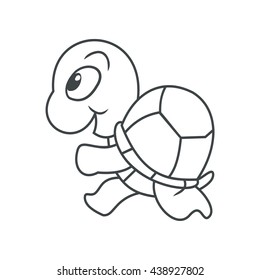 Coloring Vector illustration of Cartoon Turtle. Character Line art Drawing