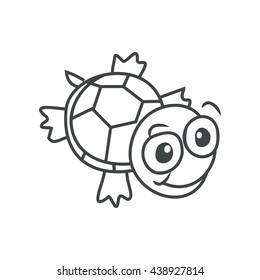 Coloring Vector illustration of Cartoon Turtle. Character Line art Drawing