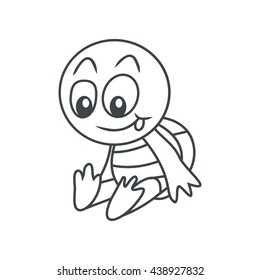 Coloring Vector illustration of Cartoon Turtle. Character Line art Drawing