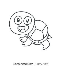 Coloring Vector illustration of Cartoon Turtle. Character Line art Drawing