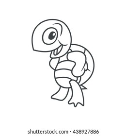Coloring Vector illustration of Cartoon Turtle. Character Line art Drawing