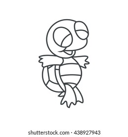 Coloring Vector illustration of Cartoon Turtle. Character Line art Drawing
