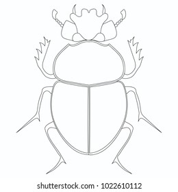 Coloring vector illustration. Egyptian Scarab beetle. Large insect