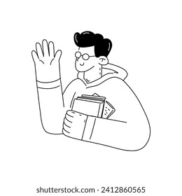 coloring vector set of people working vector