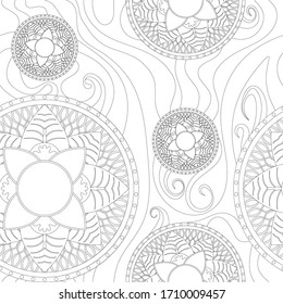 Coloring Vector Template Worksheet Coloring Book Mandela Art Therapy Vector Illustration 