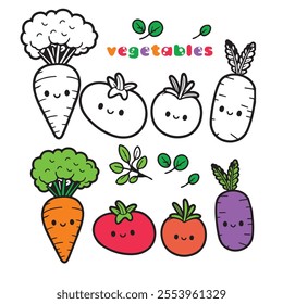 coloring vector vegetables for children