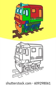 Coloring Vehicle For Children. Transportation Illustration for kids. Train vector