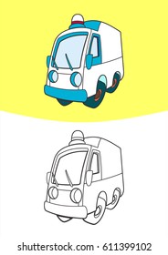 Coloring Vehicle For Children. Transportation Illustration for kids.