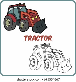 coloring vehicle. coloring transportation for children.cartoon illustration. tractor
