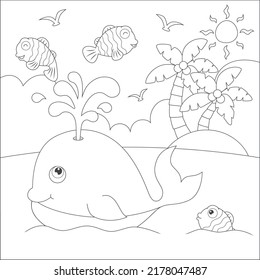 coloring whale and clown fish