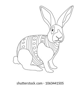 coloring, where a rabbit turns into an Easter egg. Happy easter with a funny rabbit that you can decorate