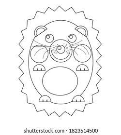 Coloring. A white hedgehog lies on its back, it is drawn with a black outline. Isolated on a white background. Stock vector illustration.