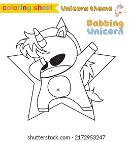 Coloring worksheet for children. Educational printable sheet. Unicorn theme. Vector illustrations.