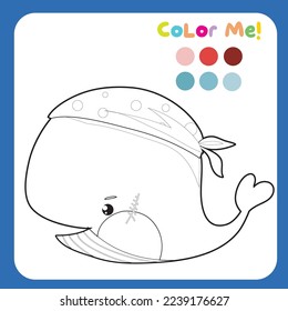 Coloring worksheet for children with pirate theme. Educational printable worksheet. Vector file for coloring sheet.