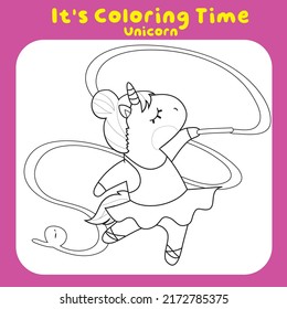Coloring worksheet for children. Unicorn theme. Vector illustrations.