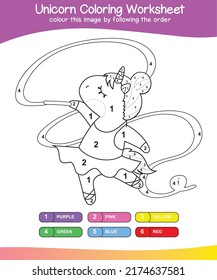 Coloring worksheet for children. Unicorn theme. Vector illustrations.