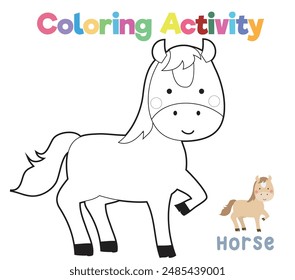 Coloring worksheet page. Coloring animal activity page. Educational printable coloring worksheet. Practicing fine motoric skills for children