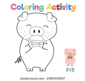 Colorear página de hoja de cálculo. Colorear la página de actividad animal. Hoja de trabajo para colorear imprimible educativo. Practicar habilidades motoras finas para los niños