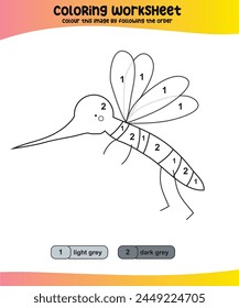 Colorear página de hoja de cálculo. Hoja de trabajo para colorear imprimible educativo. Página de actividad imprimible para niños. Juego de aprendizaje. archivo de Vector.