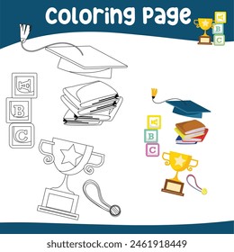 Einfärben der Arbeitsblattseite. Lernendes druckbares Farbblatt. Druckbare Aktivitätsseite für Kinder. Lernspiel. Vektorgrafik.