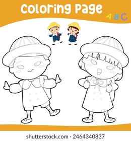 Coloring worksheet page. Educational printable coloring worksheet. Printable activity page for kids. Learning Game. Vector file.