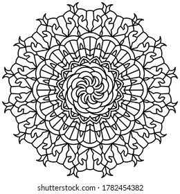 Coloring-#14
Mandala graphic with black line pattern on white background. Perfect for coloring book, game, kid, school, wall art, wallpaper, background, etc..