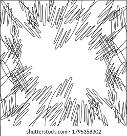 
Coloring-antistress. Frame for text from a linear image of the palms of people. In the center there is a place for text or picture.